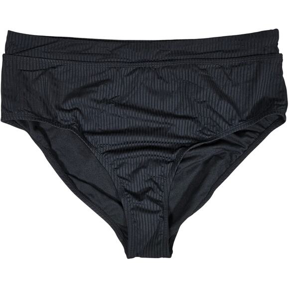 Salt & Cove Plus Size Ribbed High Waist Bikini Bottom in Black 1 NWT - Picture 1 of 7